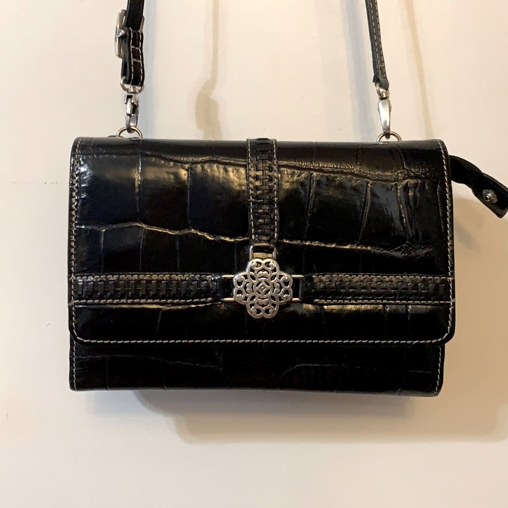 BRIGHTON black all leather crossbody purse